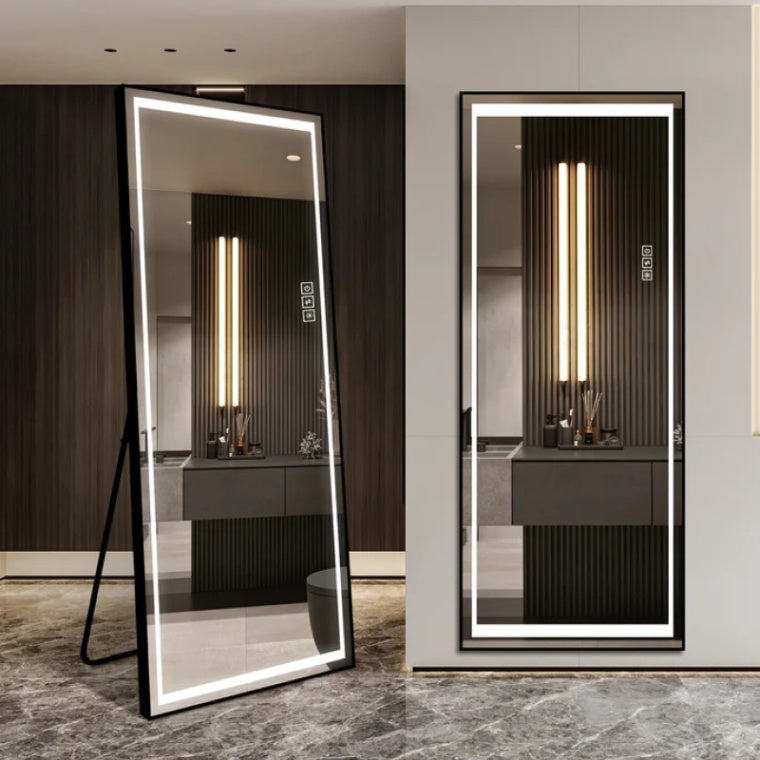 Vivify Full-Body LED Mirror with Aluminium Frame, Triple-LED & Defogger