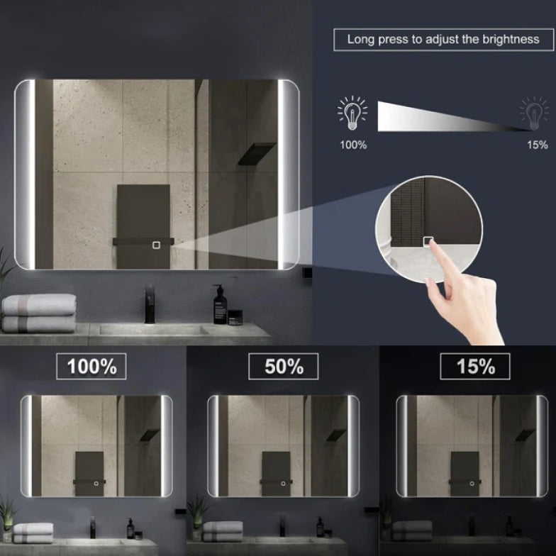 Zeno LED Backlit Mirror with Defogger, Triple-LED Colours & Memory Function