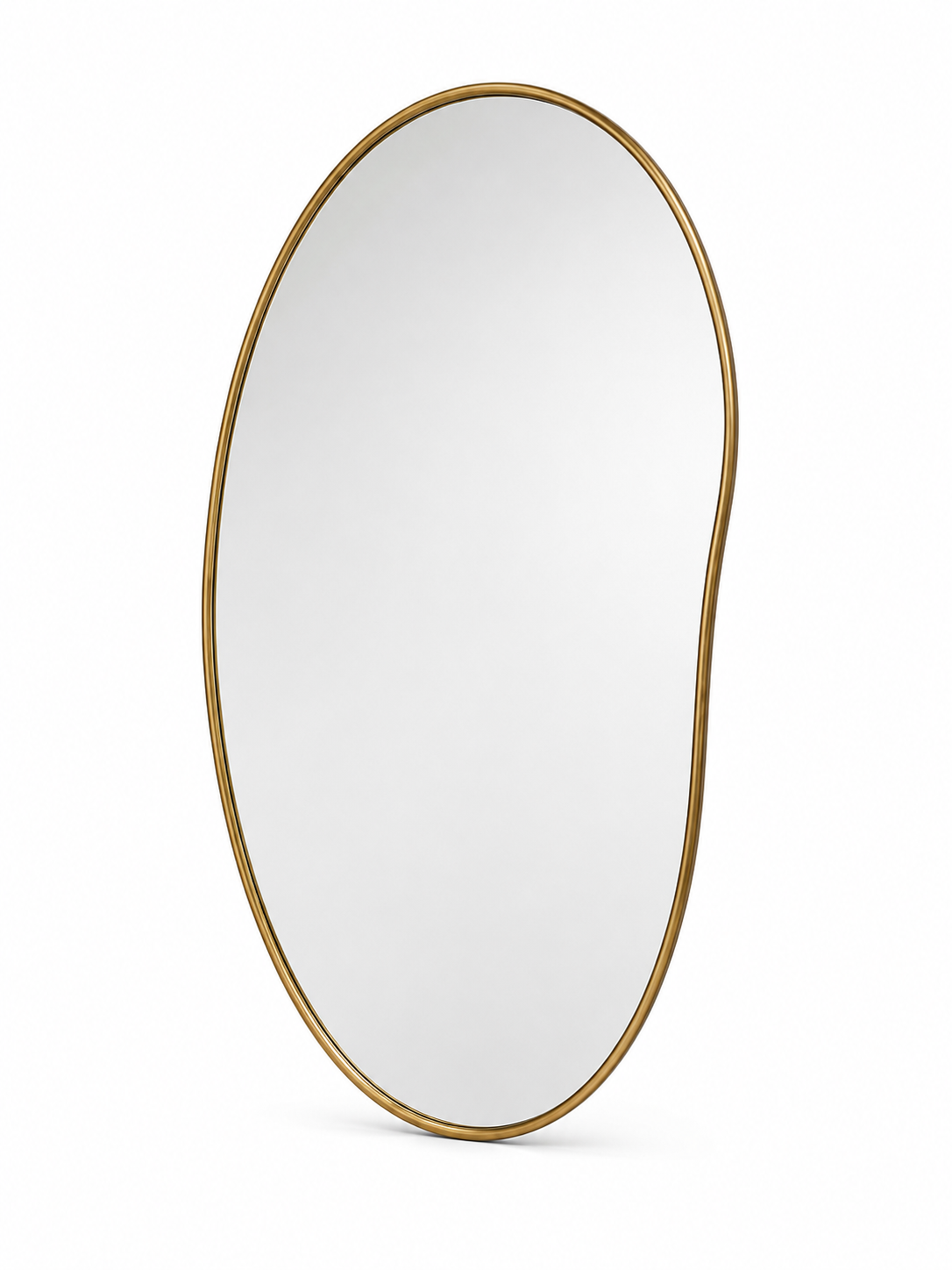 Ruve organic wall mirror in a gold finish on a plain background