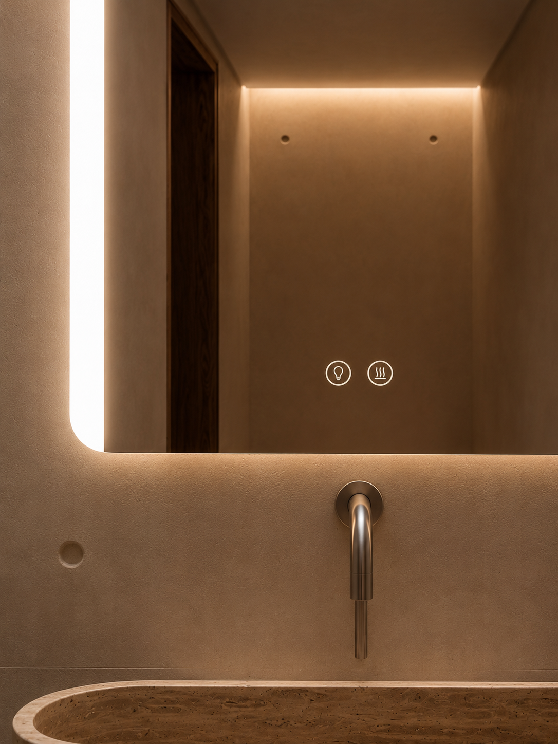 Close-up of the Vetra touch controls for light and defogger